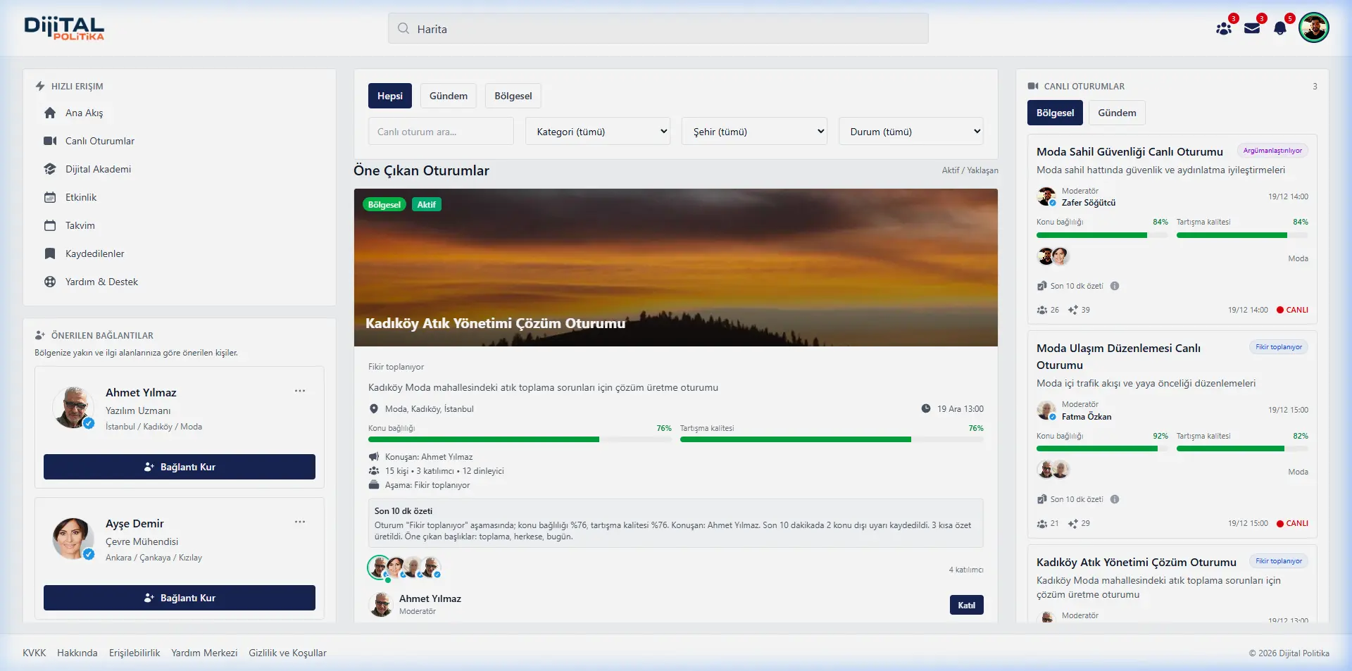 Dijital Politika Platform Tartışma Arayüzü